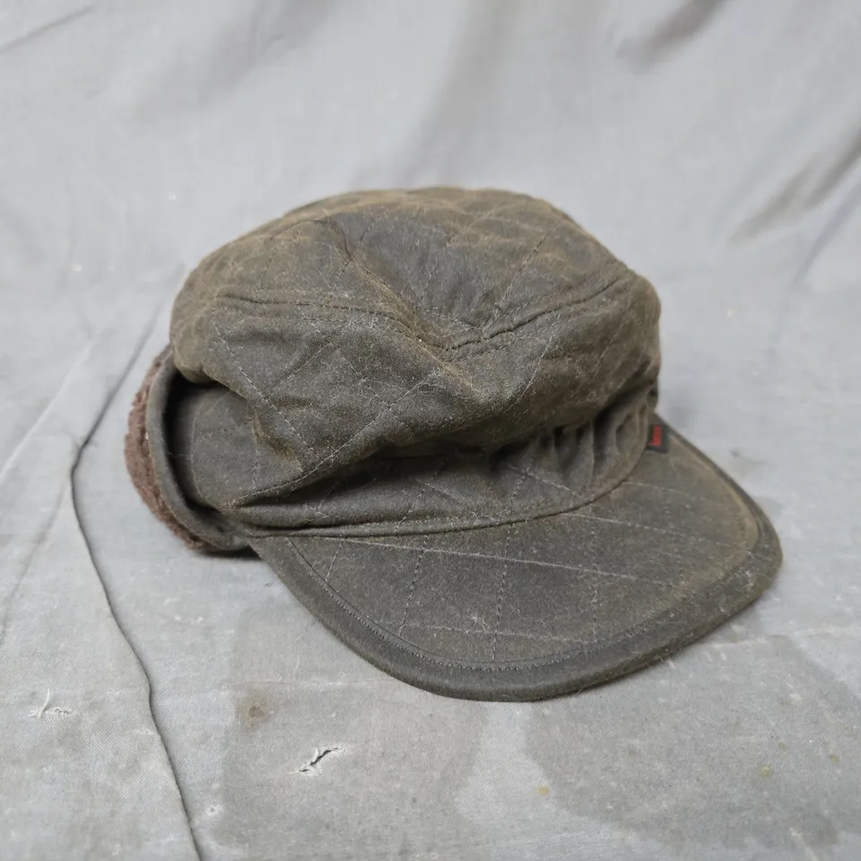 BARBOUR STANHOPE HUNTING CAP IN OLIVE SIZE MEDIUM