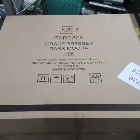 BOXED GRACE 8 DRAWER DRESSER -DARK MOCHA-