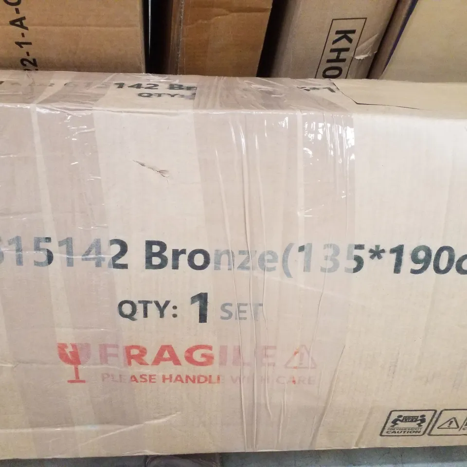 BOXED YAHEETECH DOUBLE BED FRAME SLATTED METAL BED WITH CROWN-INSPIRED DESIGN HEADBOARD - BRONZE (1 BOX)