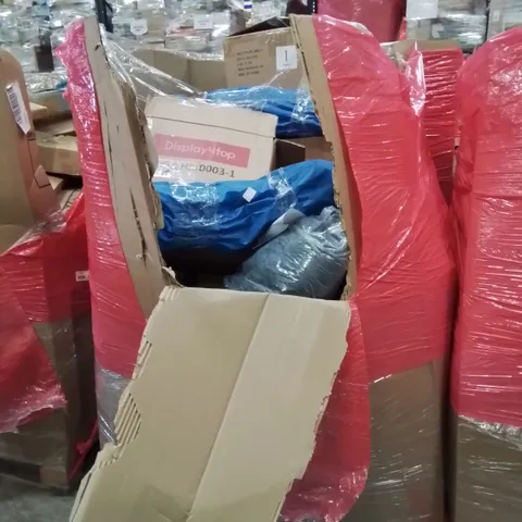 PALLET OF ASSORTED HOUSEHOLD GOODS AND PRODUCTS TO INCLUDE; WOODEN BED FRAME, GRILL, BOXED FURNITURE ETC