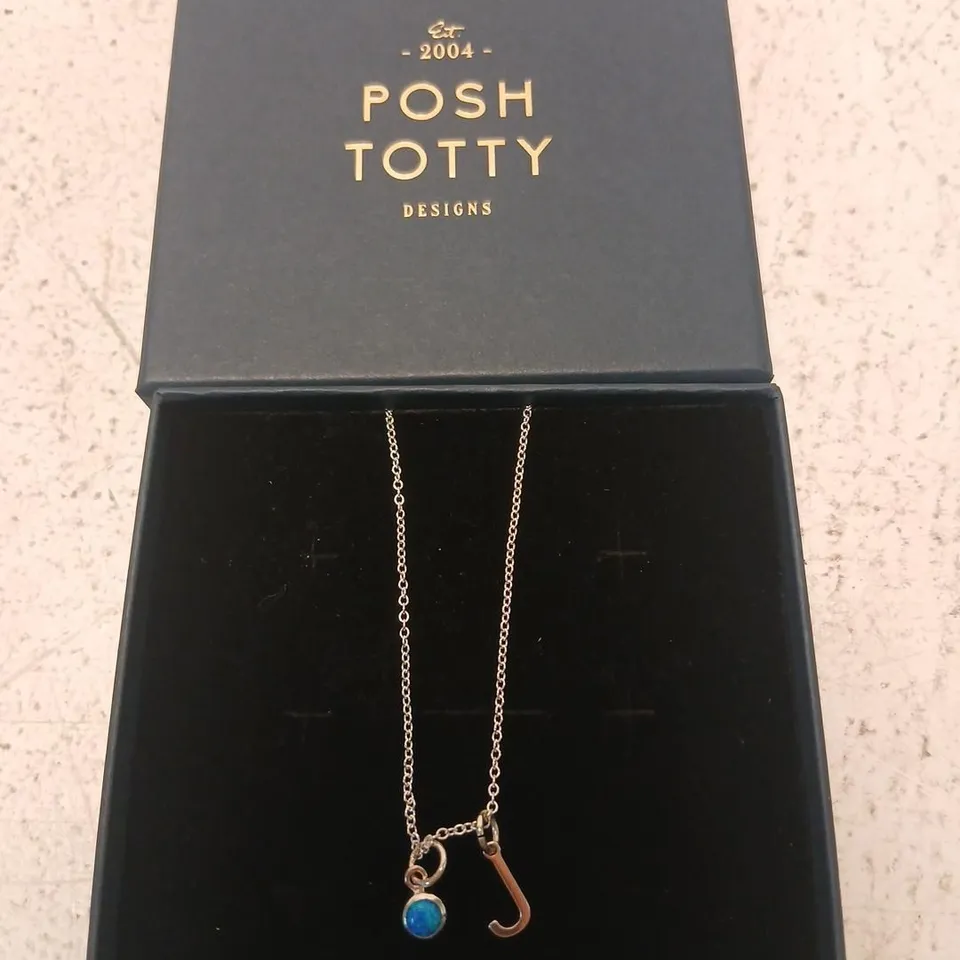 POSH TOTTY DESIGNS BIRTHSTONE & INITIAL CHARM NECKLACE STERLING SILVER