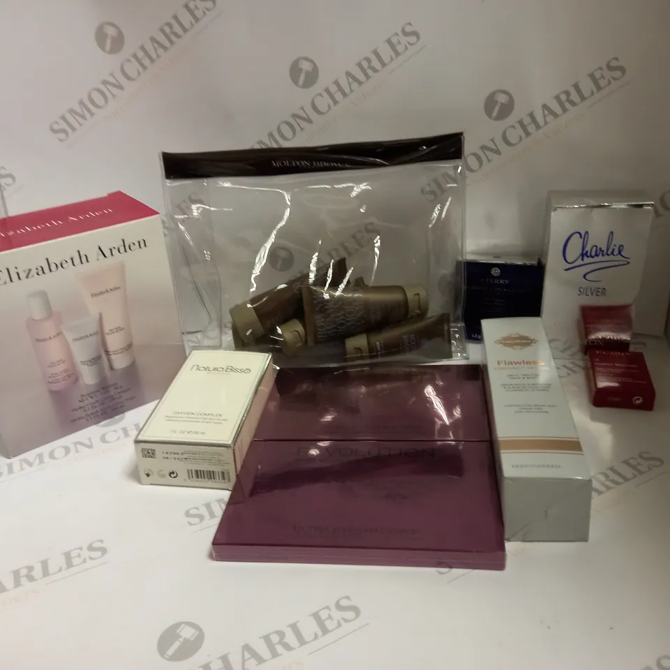 BOX OF APPROX 10 ASSORTED BEAUTY ITEMS TO INCLUDE , MOLTON BROWN, REVOLUTION AND ELIZABETH ARDEN