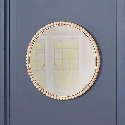 BOXED BOBBIN ROUND WALL MIRROR - TAUPE 