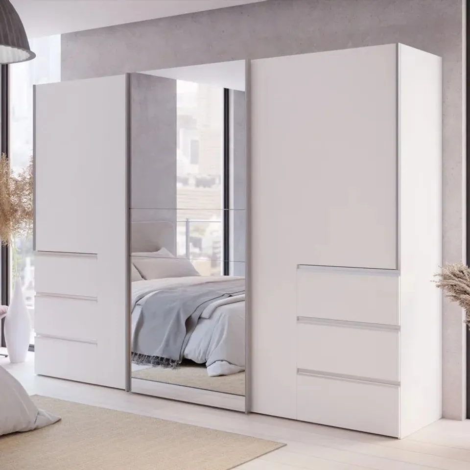 BOXED TANIMA 3 DOOR MANUFACTURED WOOD WARDROBE (5 BOXES)