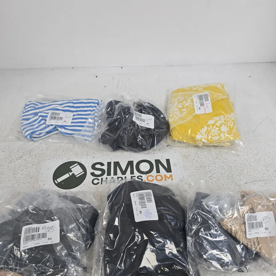 BOX OF APPROXIMATELY 30 ASSORTED CLOTHING ITEMS IN VARIOUS COLOURS, SIZES AND STYLES - CLOTHING NOTED AS FAULTY ON LABELS