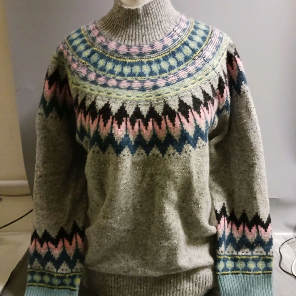 THE WHITE STUFF LADIES IZZY FAIR ISLE JUMPER GREEN MULTI SIZE 14