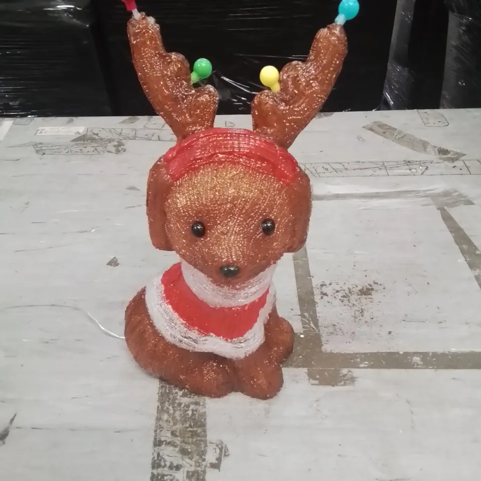 3 BOXED CHRISTMAS ACYLIC LED DOG STATUES