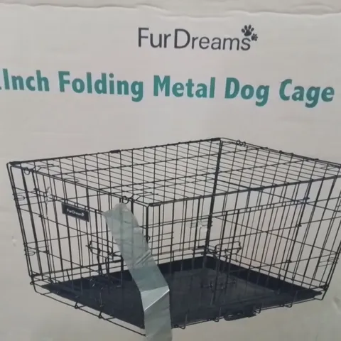 BOXED FURDREAMS 42 INCH FOLDING METAL DOG CAGE 