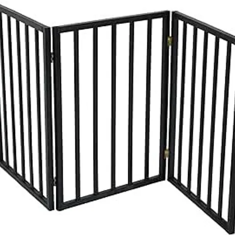 BOXED OYPLA BLACK DOG SAFETY FOLDING WOODEN PET GATE PORTABLE INDOOR BARRIER BOXED