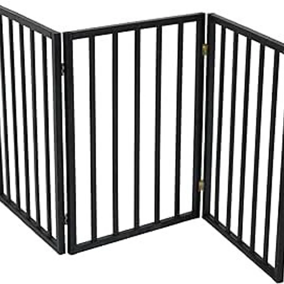BOXED OYPLA BLACK DOG SAFETY FOLDING WOODEN PET GATE PORTABLE INDOOR BARRIER BOXED