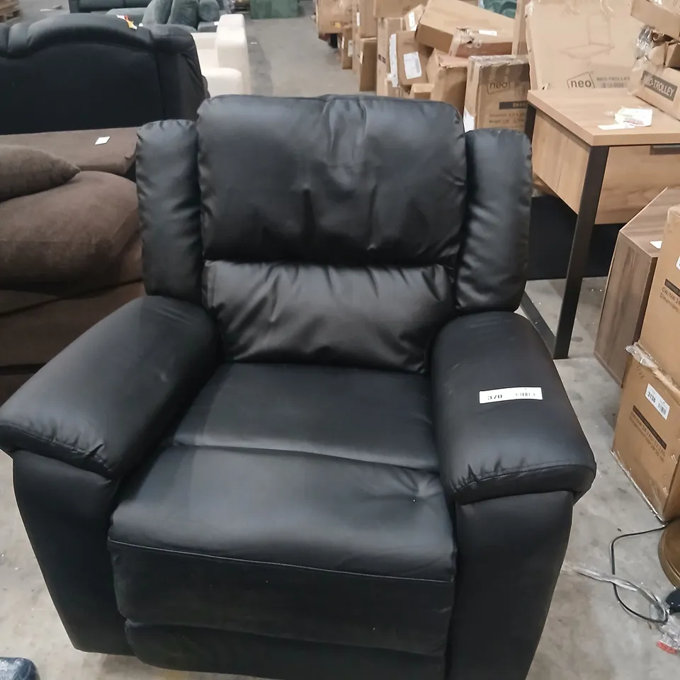 DESIGNER BLACK FAUX LEATHER RECLINING ARM CHAIR