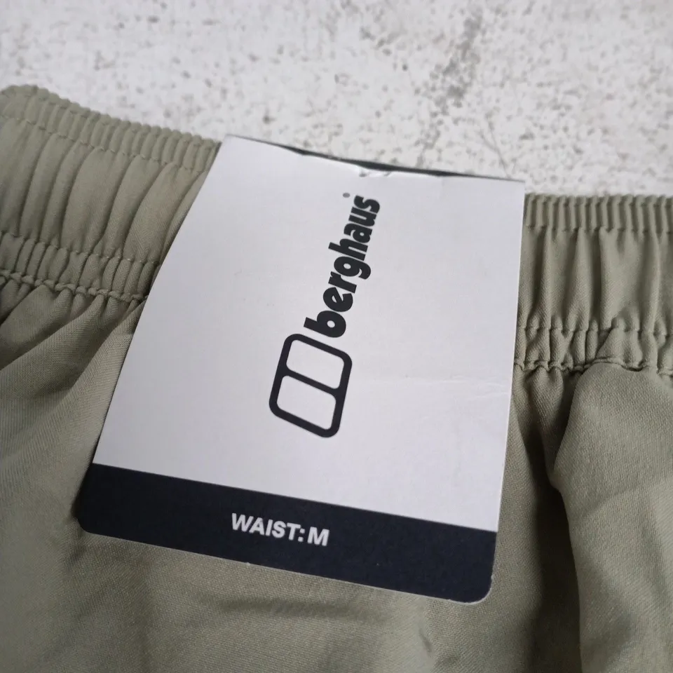 BERGHAUS MEN'S OLIVE GREEN SHORTS – ELASTICATED WAIST, SIZE M