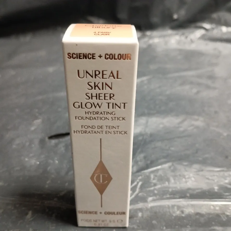 SEALED CHARLOTTE TILBURY UNREAL SKIN SHEER GLOW TINT HYDRATING FOUNDATION STICK 4 FAIR 9G