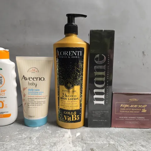 APPROXIMATELY 20 ASSORTED HEAL & BEAUTY/COSMETIC ITEMS TO INCLUDE BODY LOTION, HAIR REMOVAL SPRAY, SOAP, ETC