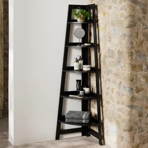 BOXED HUMPHREY CORNER LARDDER SHELF - BLACK MANGO