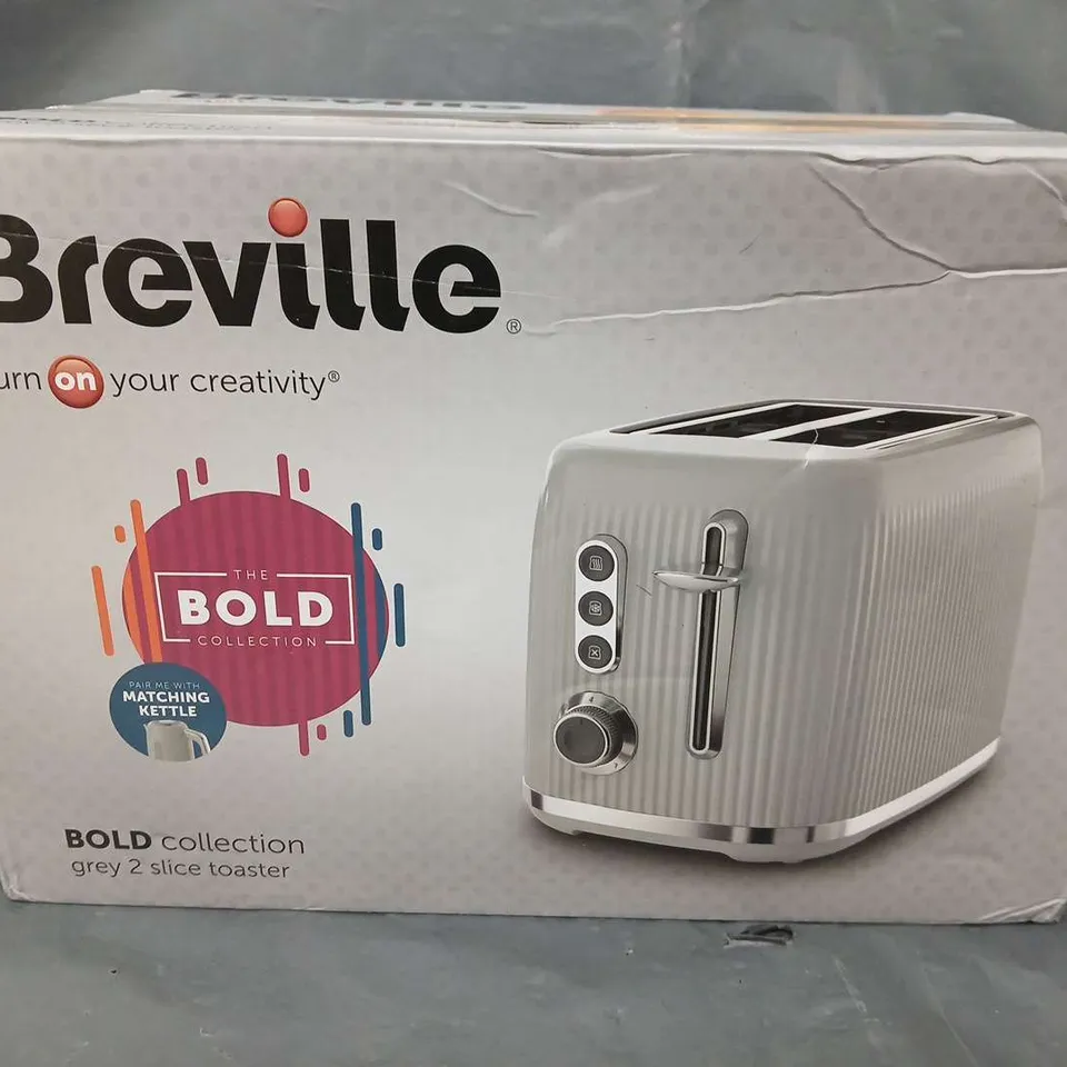 BOXED BREVILLE BOLD 2-SLICE TOASTER - GREY