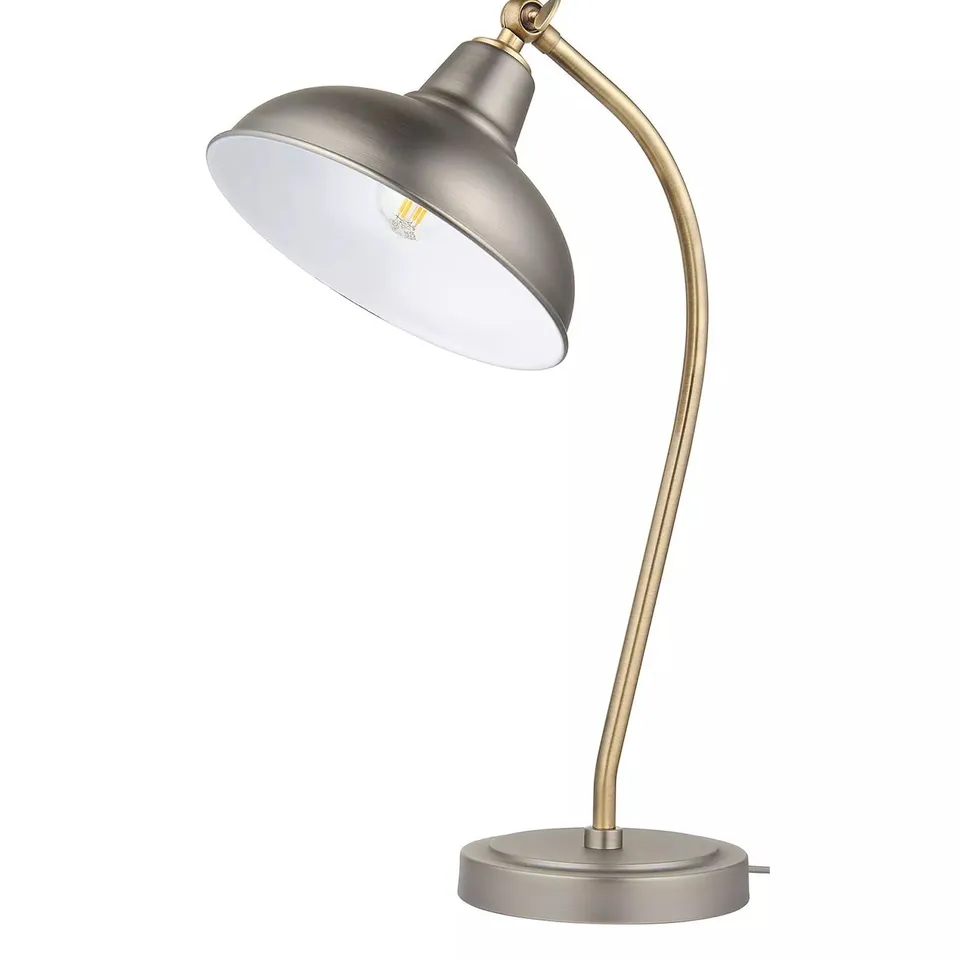 BOXED HEMSTONE TABLE LAMP IN PEWTER/ANTIQUE BRASS FINISH