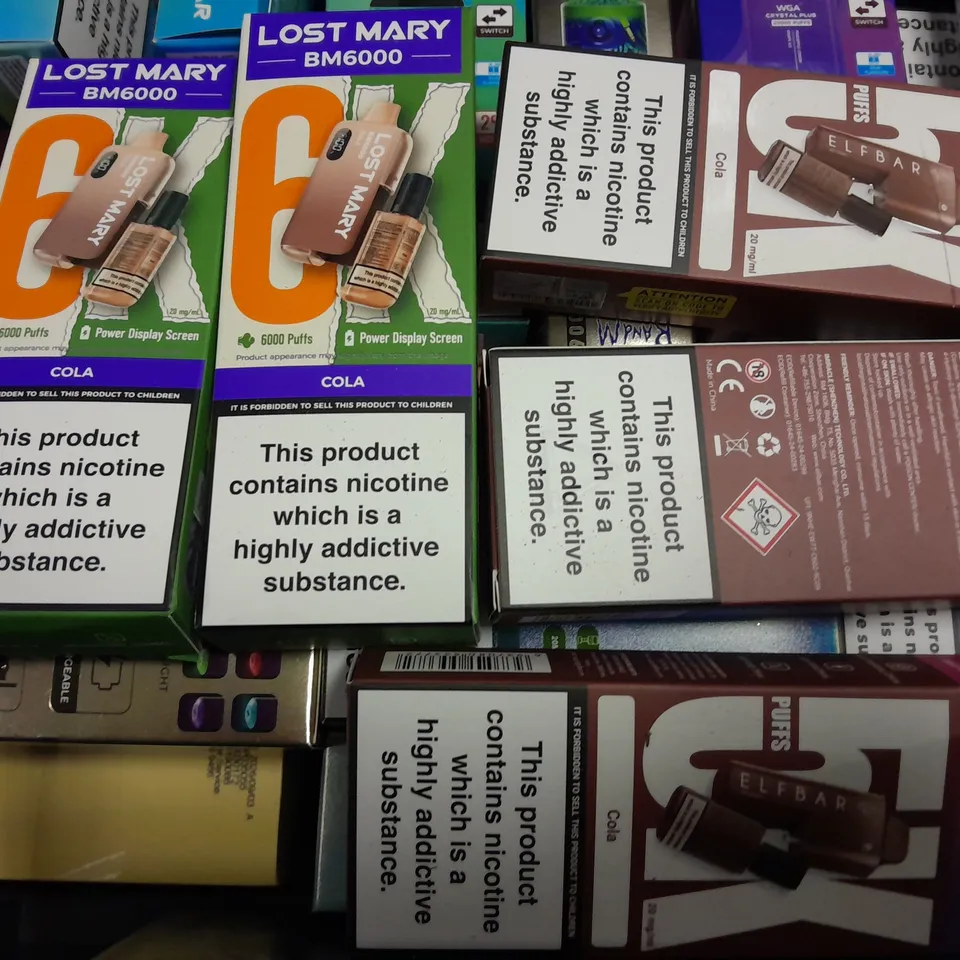 APPROXIMATELY 14 ASSORTED E-CIGARETTE PRODUCTS TO INCLUDE - LOST MARY , ARGUS , BIG BAR ETC