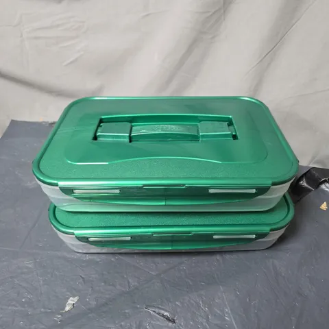 2 X 3.4L LOCK AND LOCK FOOD STORAGE CONTAINERS GREEN. BOXED