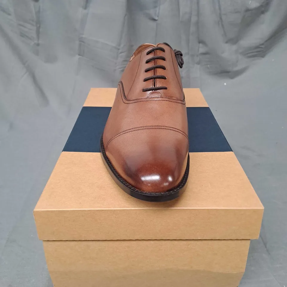 BOXED CHARLES TYRWHITT DARK TAN LEATHER OXFORD SHOE SIZE UK 12 