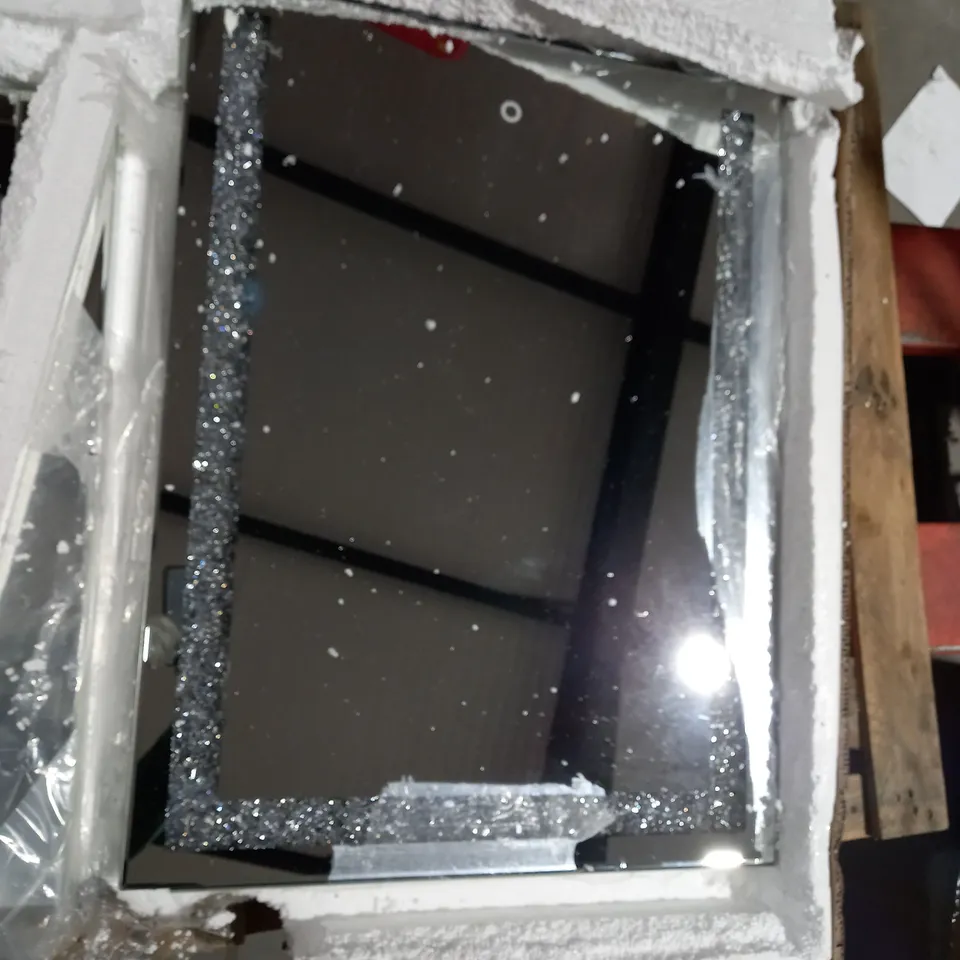 JM BY JULIEN MACDONALD LARGE ENCAPSULATED CRYSTAL LIGHT UP TABLE MIRROR - COLLECTION ONLY