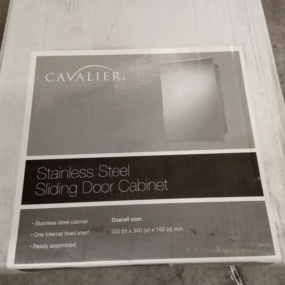 BOXED CAVALIER STAINLESS STEEL SLIDING DOOR CABINET