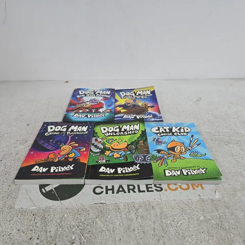 SET OF 5 ASSORTED DAV PILKEY CHILDRENS BOOKS DOGMAN + CATKID