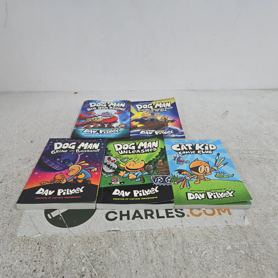 SET OF 5 ASSORTED DAV PILKEY CHILDRENS BOOKS DOGMAN + CATKID