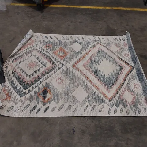 QUEENSBURY FLATWEAVE GREY/RED/CREAM RUG // 120 X 160CM