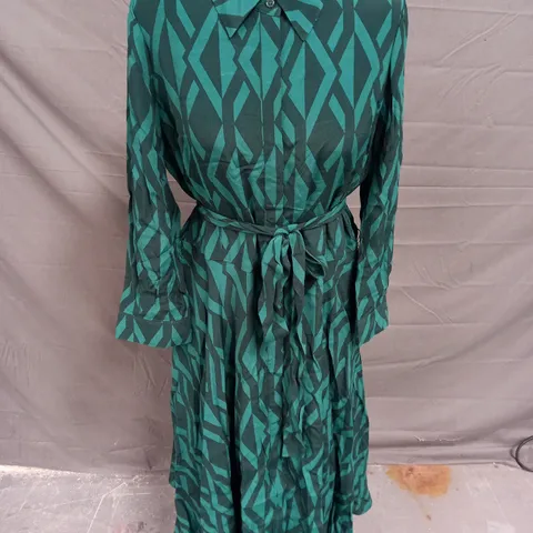 HOBBS LAINEY SHIRT DRESS IN GREEN MULTI SIZE 14