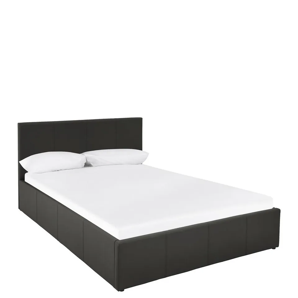 BOXED GRADE 1 HATFORD FAUX LEATHER SINGLE BED FRAME CHOCOLATE (2 BOXES)