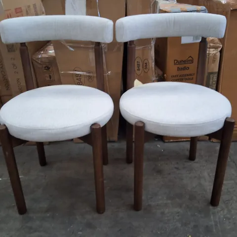 SKARA SET OF 2 WALNUT EFFECT SOLID WOOD DINING CHAIRS UPHOLSTERY 2PC