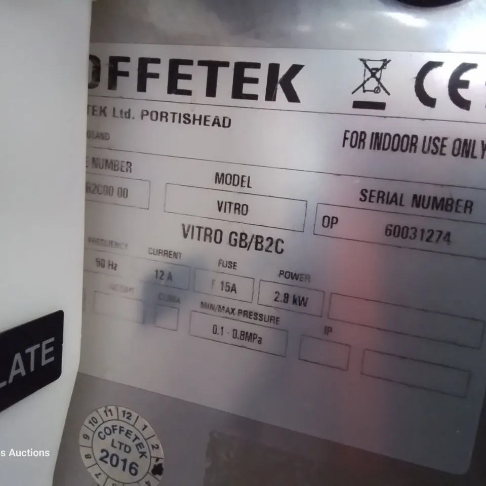 COFFETEK VITRO BEAN TO CUP & HOT DRINK DISPENCER