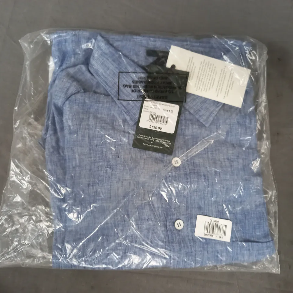 RODD & GUNN SEAFORD LONG SLEEVE SHIRT IN DENIM BLUE SIZE LARGE