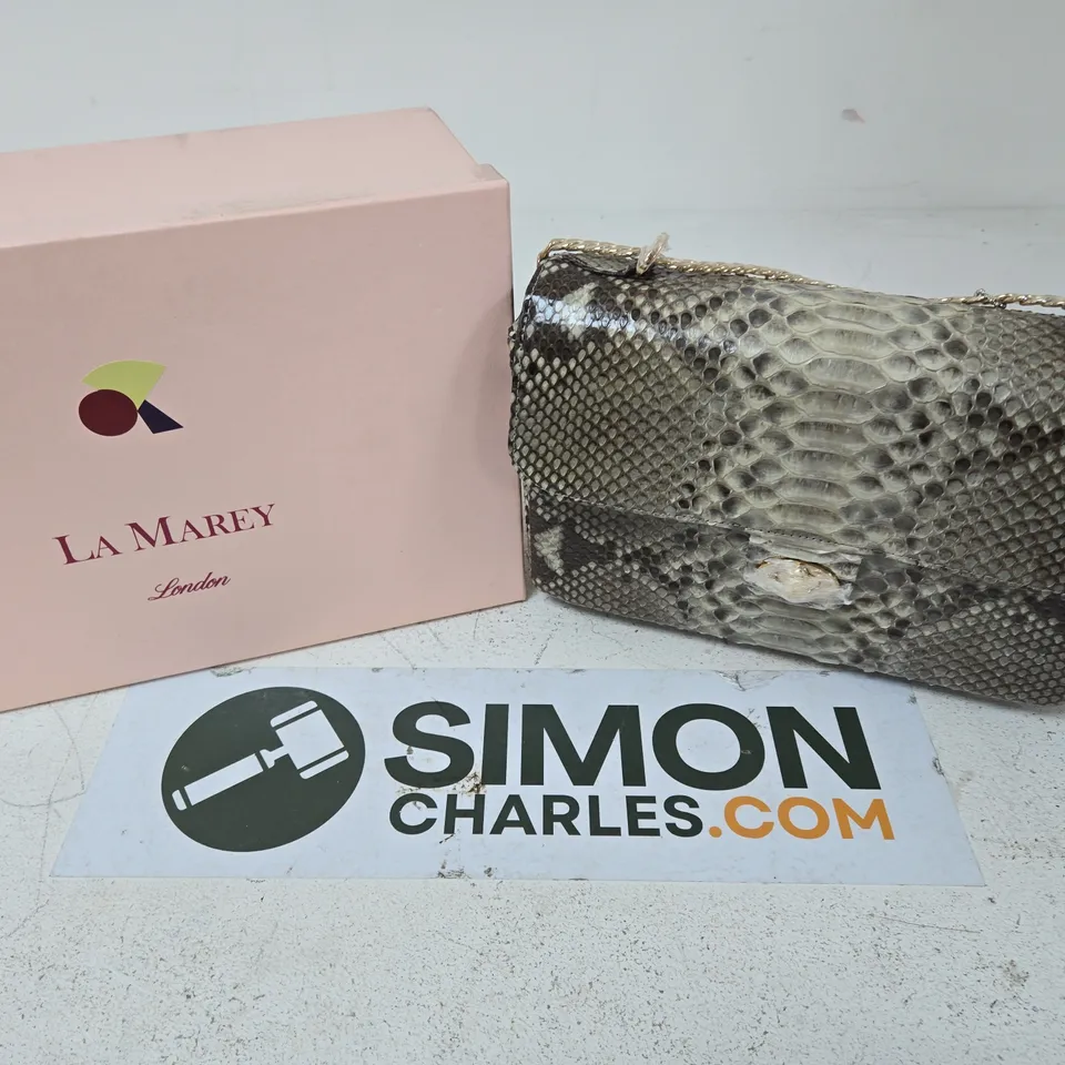 BOXED LA MAREY LONDON SNAKESKIN-EFFECT CLUTCH BAG