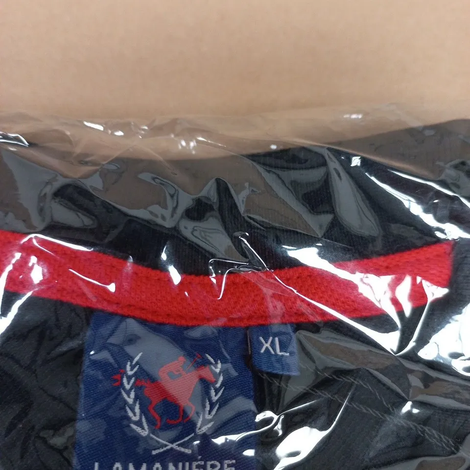 LAMANIÈRE BLACK POLO SHIRT WITH CREST – XL