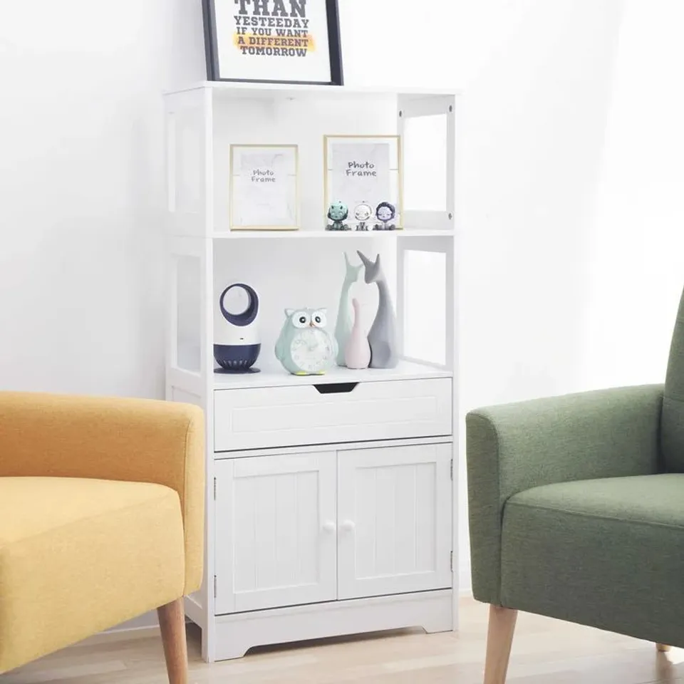BOXED KENNY 60CM W X 121CM H X 30CM D BATHROOM CABINET WHITE (1 BOX)