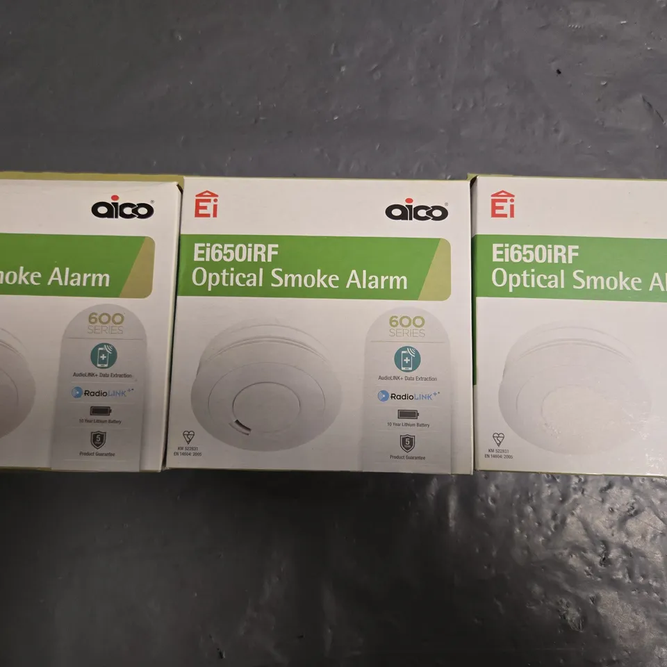 LOT OF 3 AICO EI650IRF OPTICAL SMOKE ALARM