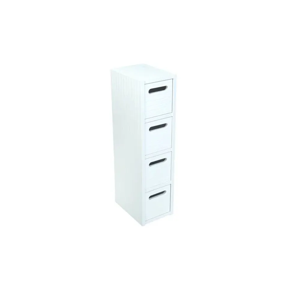 BOXED BATHROOM 4 DRAWER FULLY ASSEMBLED CABINET - WHITE (1 BOX)