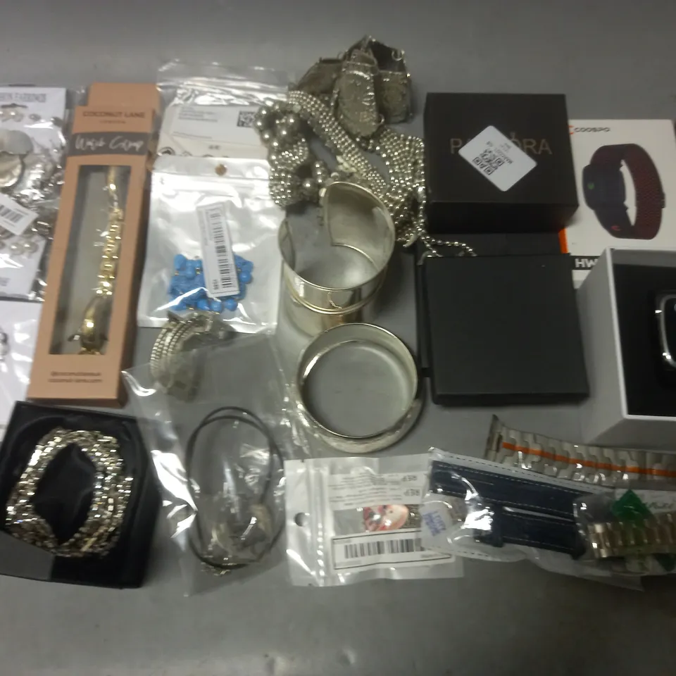 lot of assorted jewellery and watch items to include coconut lane bracelet and coospo armband heart rate monitor