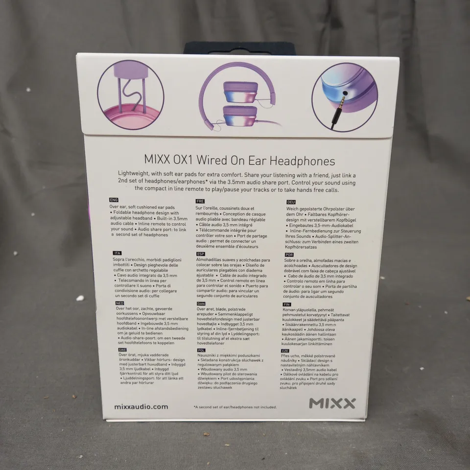 BOXED MIXX WIRED ON EAR HEADPHONES PURPLE
