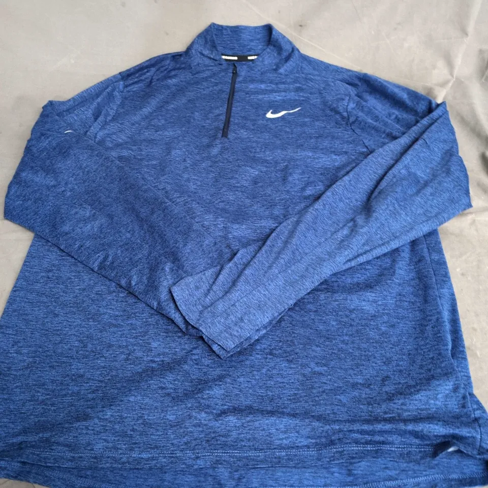 NIKE RUNNING DRI-FIT QUARTER-ZIP TOP IN BLUE MARL – MEN’S, UK MEDIUM (M)