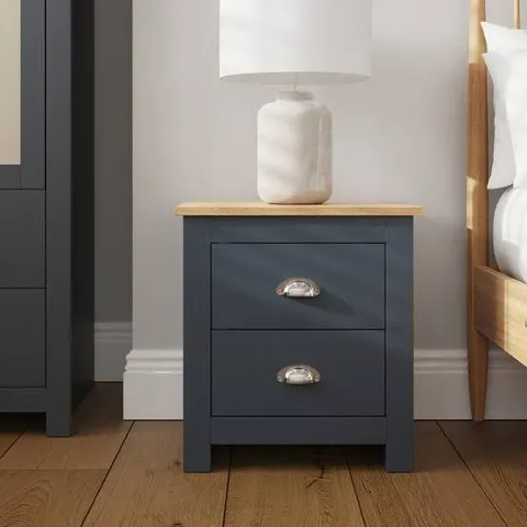BOXED LANCASTER 2 DRAWER BEDSIDE - SLATE BLUE (1 BOX)