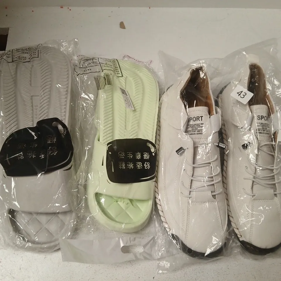 BOX OF APPROXIMATELY 15 ASSORTED PAIRS OF SHOES AND FOOTWEAR ITEMS IN VARIOUS COLOURS, STYLES, AND SIZES - COLLECTION ONLY