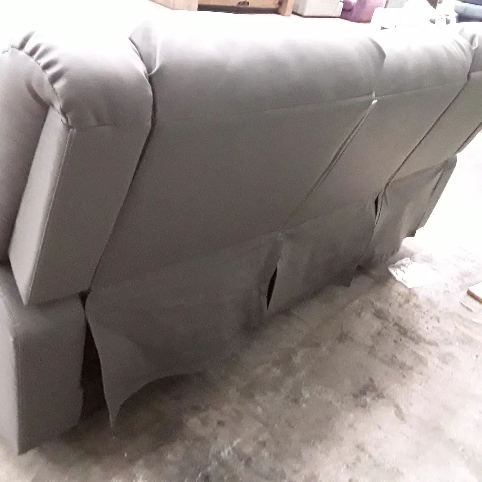 QUALITY DESIGNER TRISTA 3 SEATER MANUAL RECLINING SOFA - GREY LEATHER