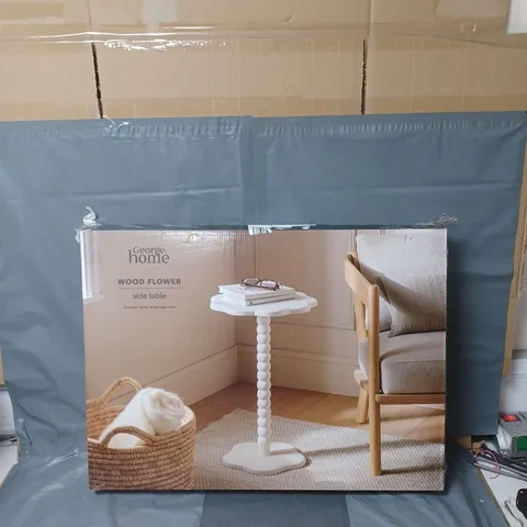 BOXED HOME WOOD FLOWER SIDE TABLE