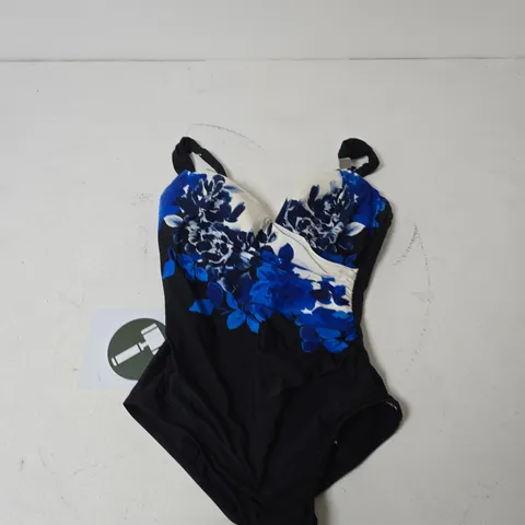MIRACLE SUIT ONE-PIECE SWIMSUIT β UK 16 (US 14) β BLACK WITH BLUE FLORAL