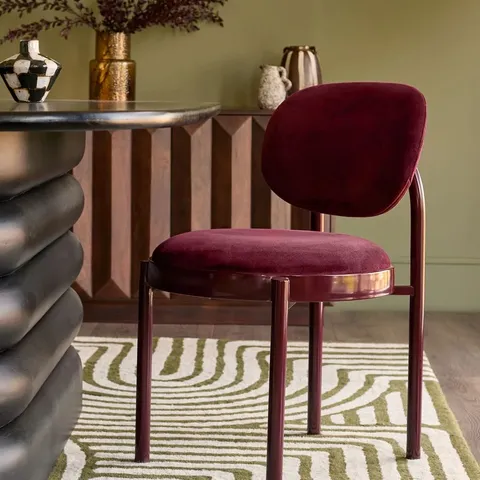 BOXED DANETTI BLAKE PLUM VELVET WITH PLUM METAL DINING CHAIR