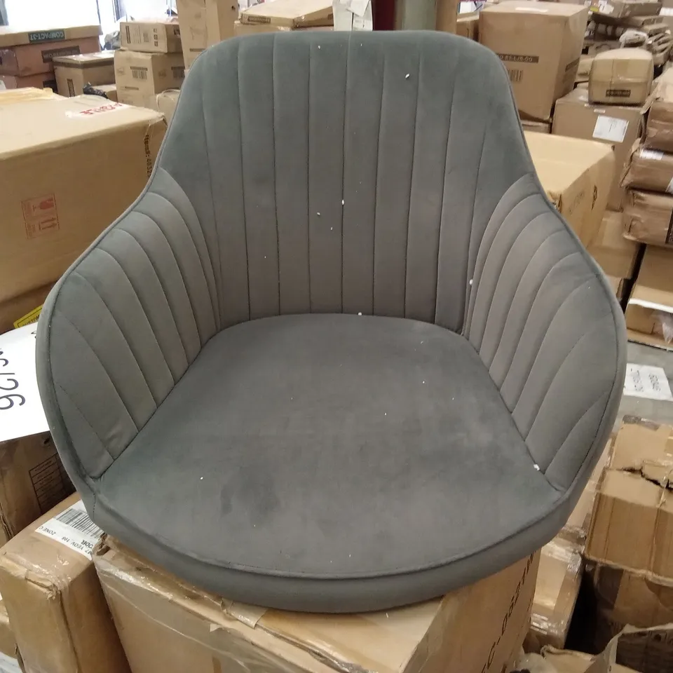 BOXED GREY VELVET DINING CHAIR