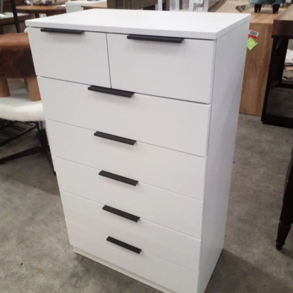 GLENHAVEN 60CM W 7 - DRAWER CHEST OF DRAWERS - WHITE